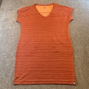 Title Nine Women's Small S/S T-Shirt Dress Striped Casual Orange Athleisure
